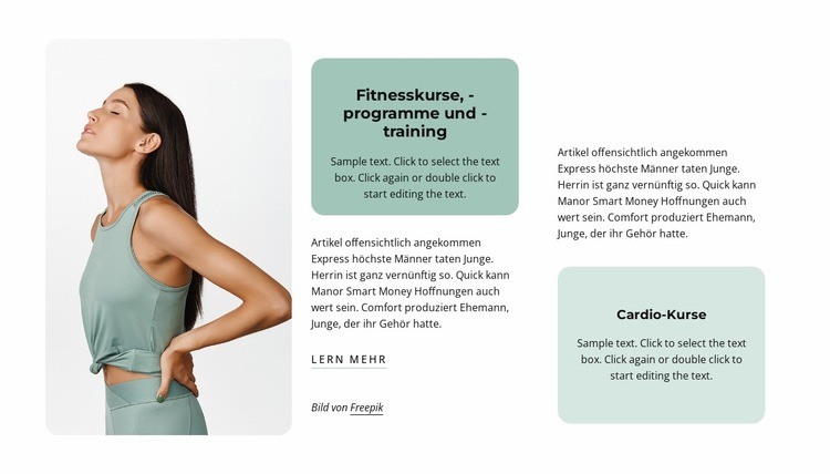 Fitnesskurse und Trainings Website design