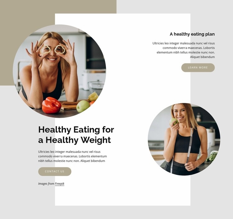 Healthy eating for healthy weight Homepage Design