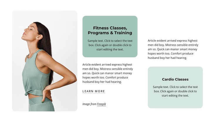 Fitness classes and trainings One Page Template