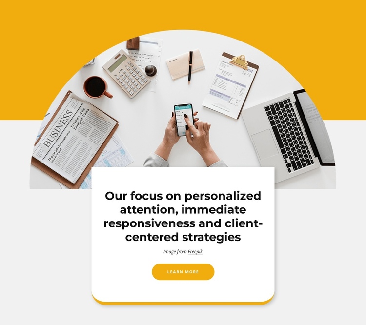 Our focus on client-centered strategies One Page Template