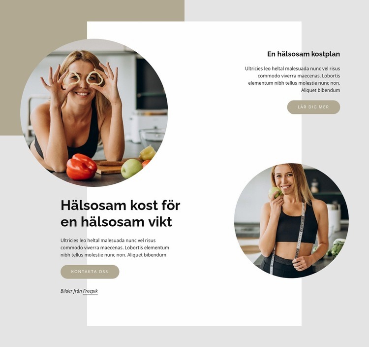 Hälsosam kost för hälsosam vikt Webbplats mall