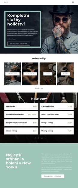 Kompletní Služby Holičství – Jednoduchá Šablona Webu