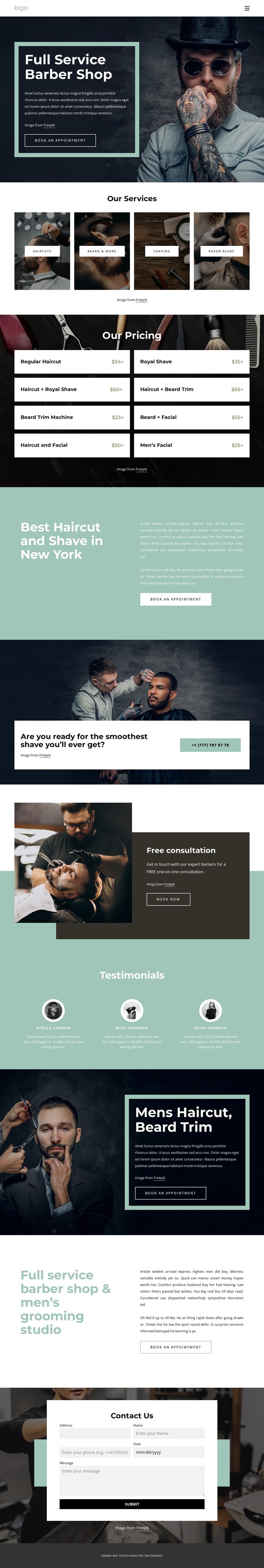 Full service barber shop CSS Template