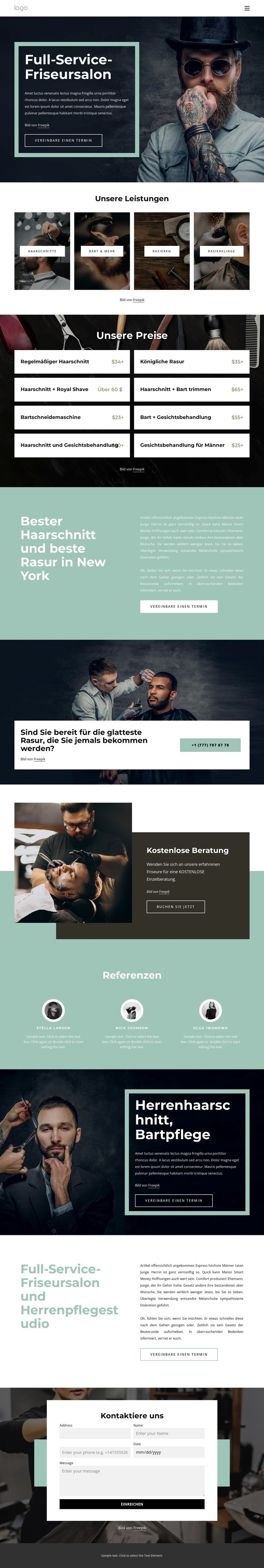 Friseursalon mit vollem Serviceangebot HTML Website Builder