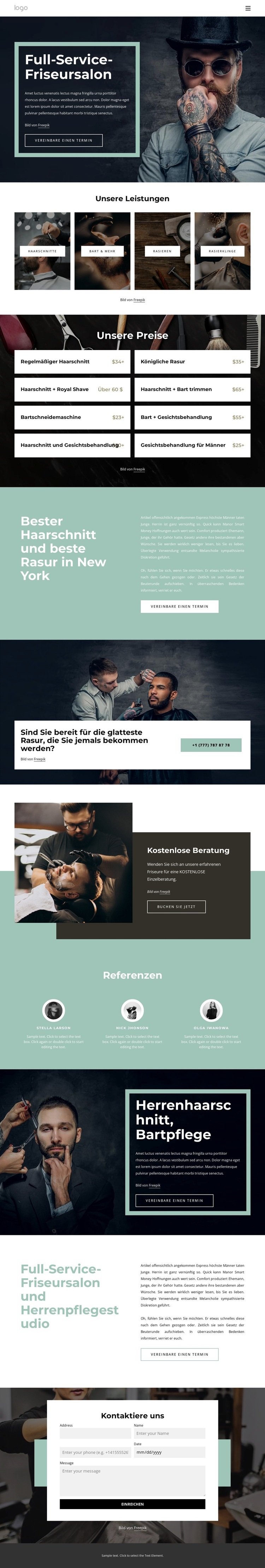 Friseursalon mit vollem Serviceangebot Website design