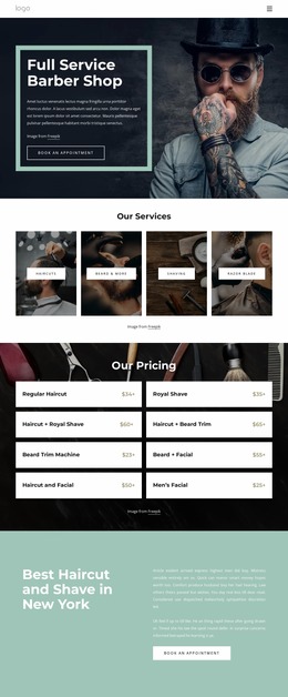 Full Service Barber Shop - Create HTML Page Online