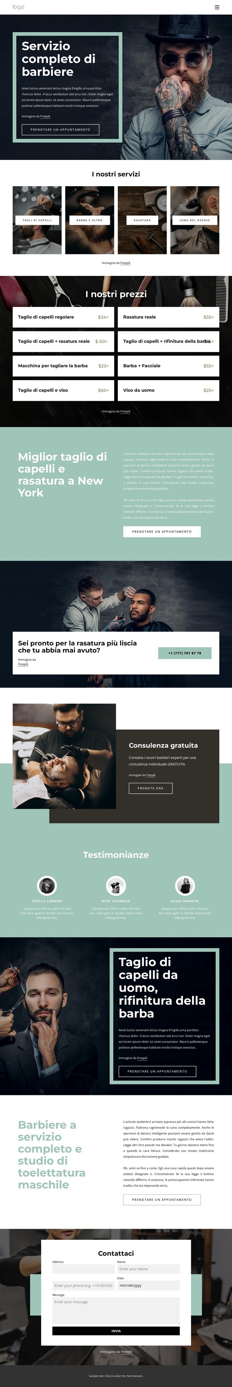 Barbiere a servizio completo Modelli di Website Builder