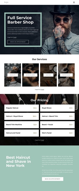 Full Service Barber Shop - Landing Page