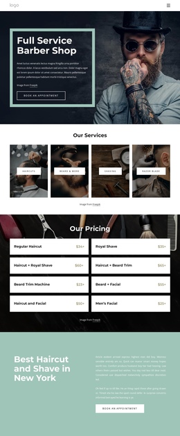 Full Service Barber Shop - Customizable Professional One Page Template