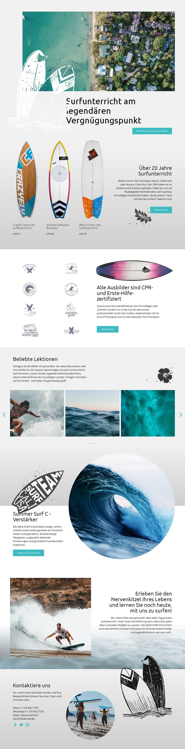 Surfunterricht Website design