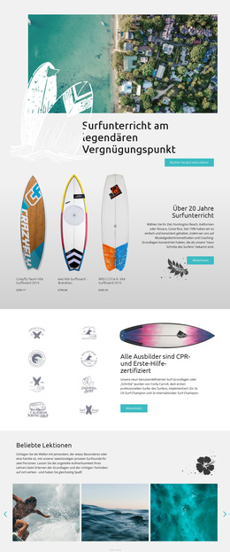 Surfunterricht – Fertiges Website-Design