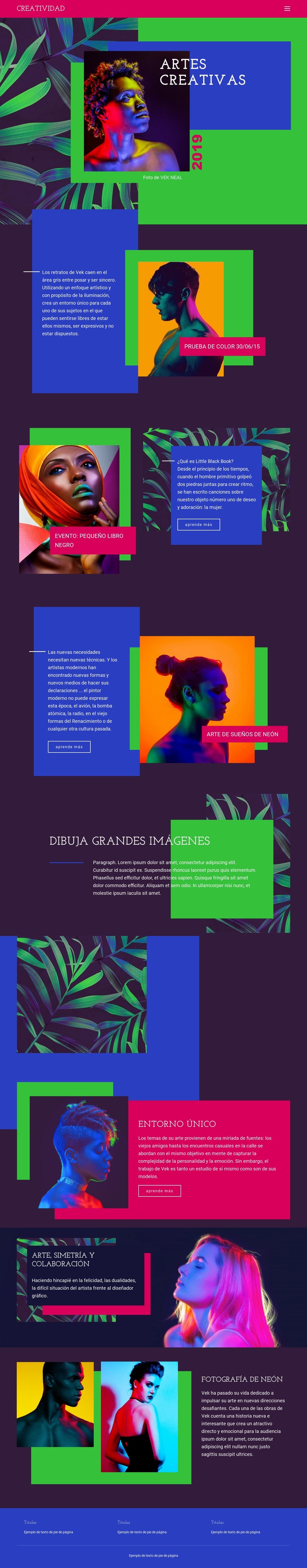 Ideas creativas de arte Diseño de páginas web