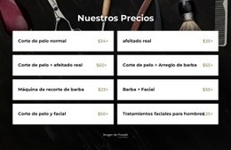 Maqueta De Sitio Web Gratuita Para Precios De Barbería