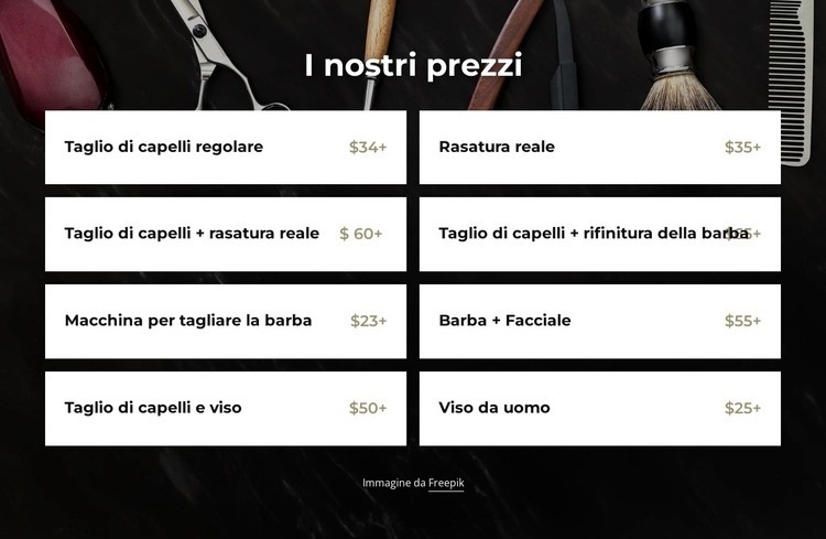 Prezzi da barbiere Modelli di Website Builder