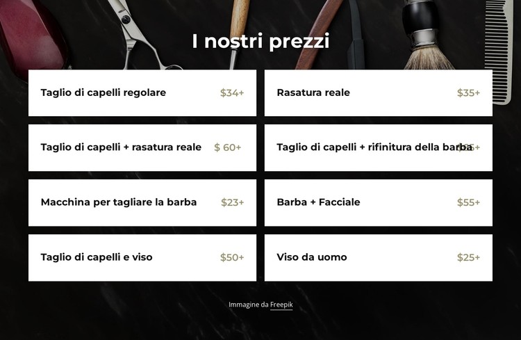 Prezzi da barbiere Modello CSS