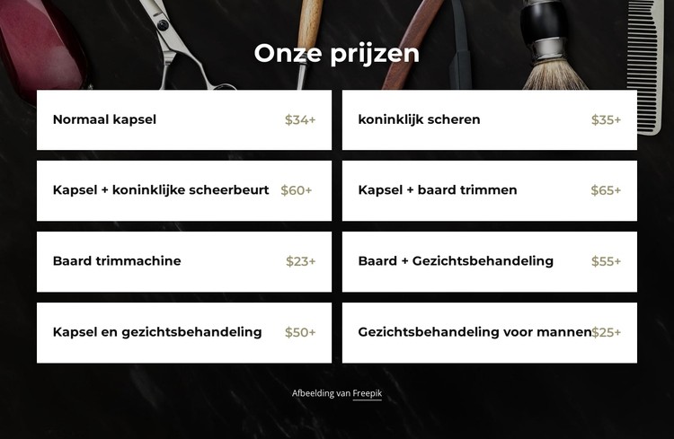 Barbershop prijzen CSS-sjabloon