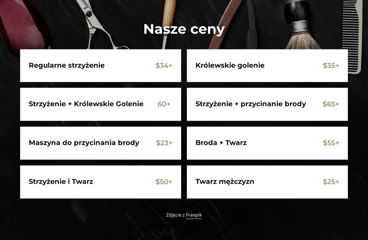 Cennik fryzjerski Motyw WordPress