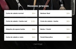 Preços De Barbearia - Modelo De Site Pessoal