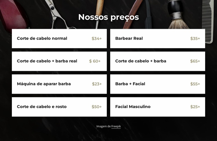 Preços de barbearia Template Joomla