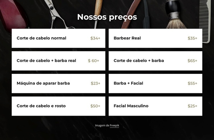 Preços de barbearia Modelo