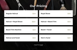 Barbershop Pricing - Personal Website Template