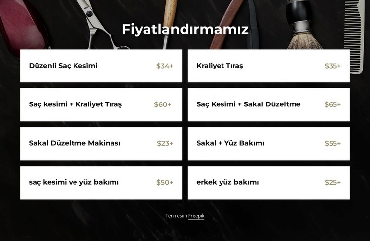 Berber fiyatları Web sitesi tasarımı