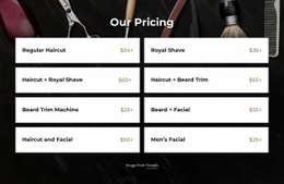 Barbershop Pricing - Simple Web Page Design