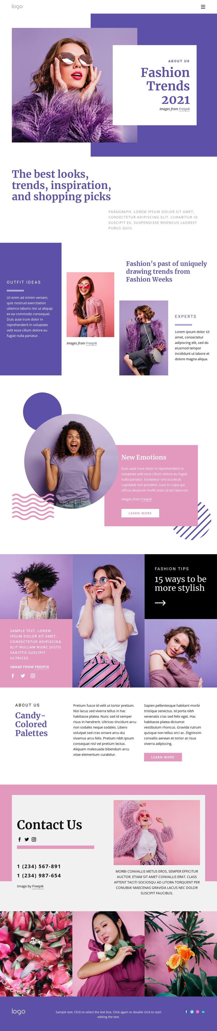 Get the hottest styles One Page Template