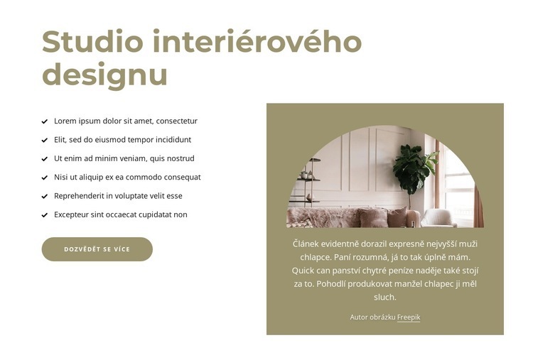 Elegantní a vysoce kvalitní interiéry Šablona webové stránky