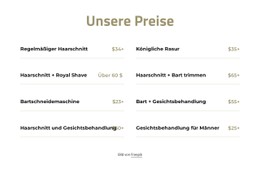 Preise Schneiden Und Rasieren Site-Vorlage