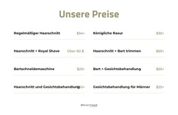 Preise Schneiden Und Rasieren - HTML-Vorlagencode