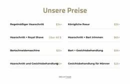 Preise Schneiden Und Rasieren Website-Design