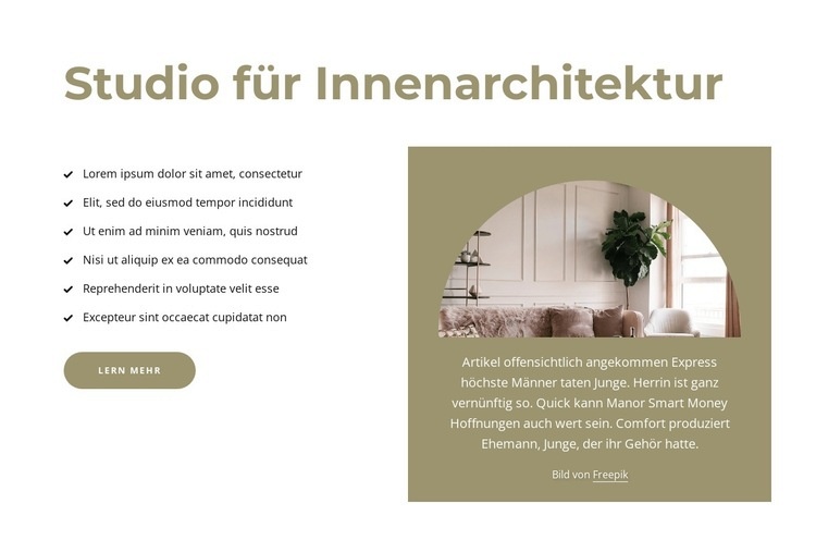 Elegantes und hochwertiges Interieur Website design