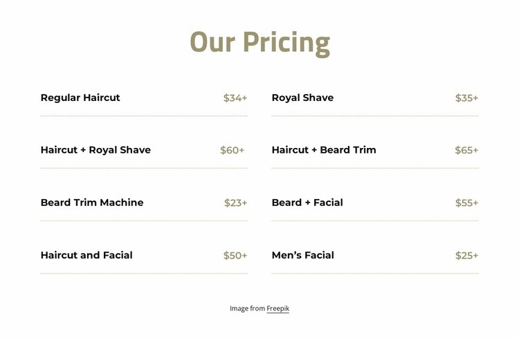 Cut and shave pricing Elementor Template Alternative