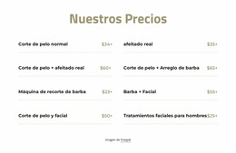 Precios De Corte Y Afeitado - Plantilla Joomla Sencilla