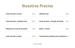 Tema De WordPress Precios De Corte Y Afeitado Para Cualquier Dispositivo