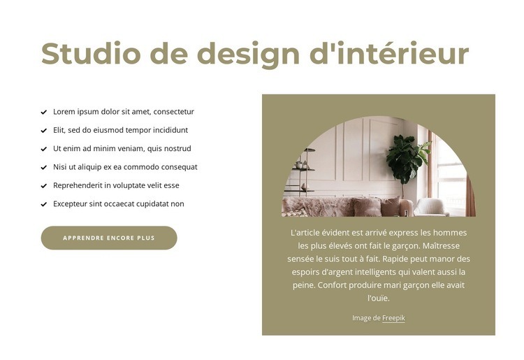 Intérieurs élégants et de haute qualité Conception de site Web
