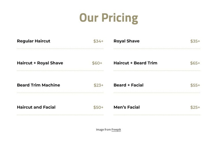 Cut and shave pricing Homepage Design