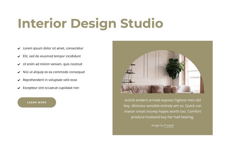 Elegant und high-quality Interiors Homepage Design