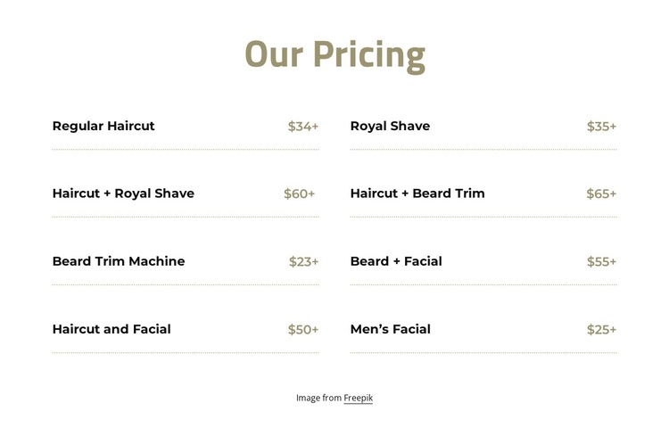 Cut and shave pricing HTML5 Template