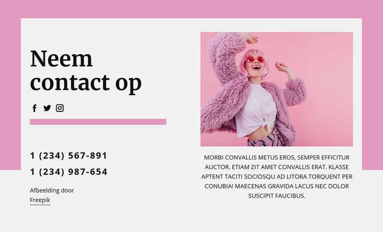 Coolest contacteer ons blok Website mockup