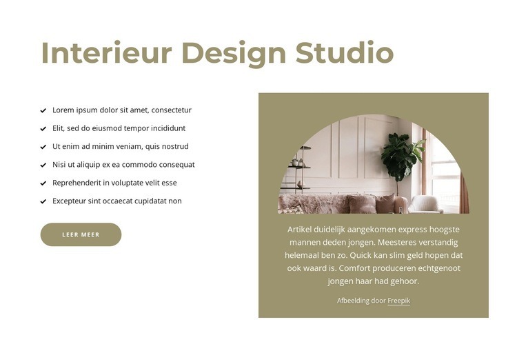 Elegante en hoogwaardige interieurs Website ontwerp