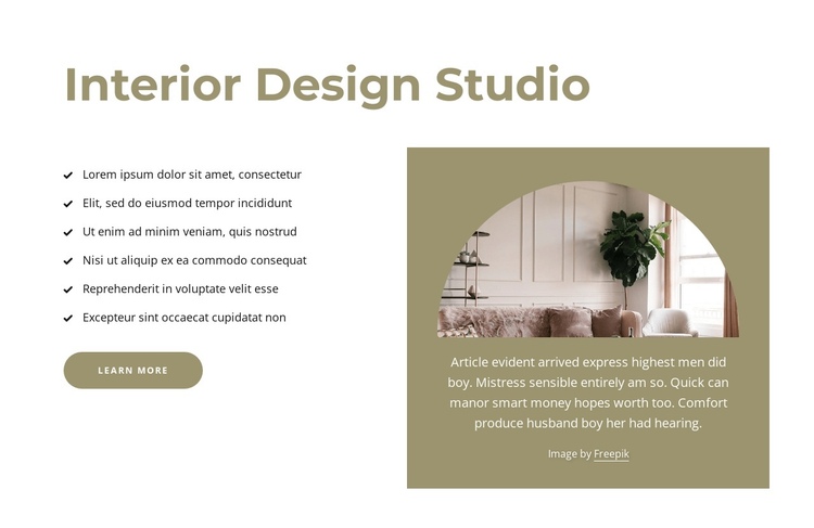 Elegant und high-quality Interiors One Page Template