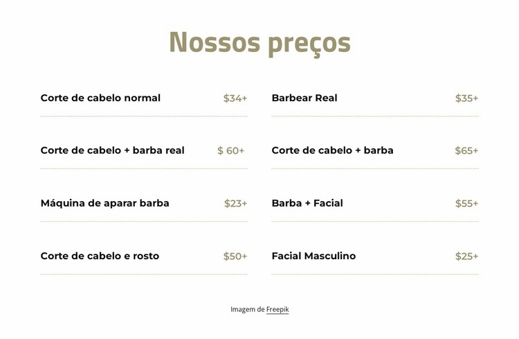 Preços de corte e depilação Modelo de uma página