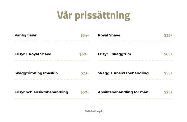 Klipp och raka priser CSS -mall