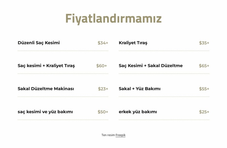 Kes ve tıraş fiyatları Joomla Şablonu