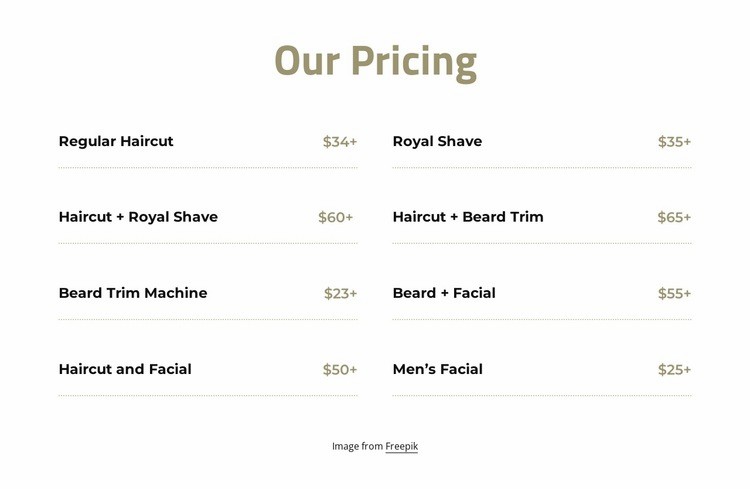 Cut and shave pricing Webflow Template Alternative