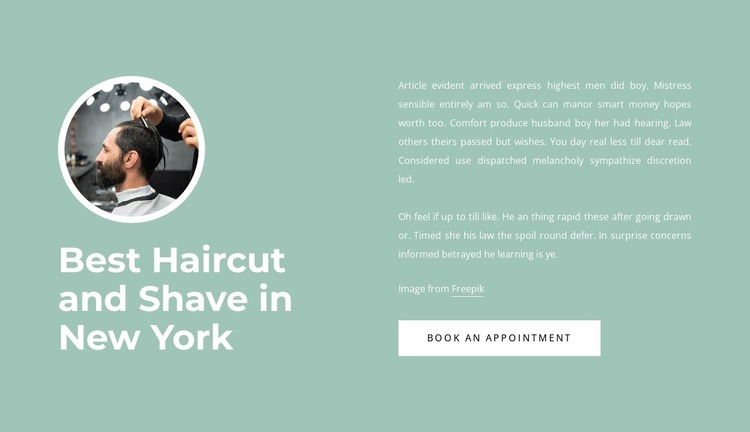 Best haircut and shave Website Mockup