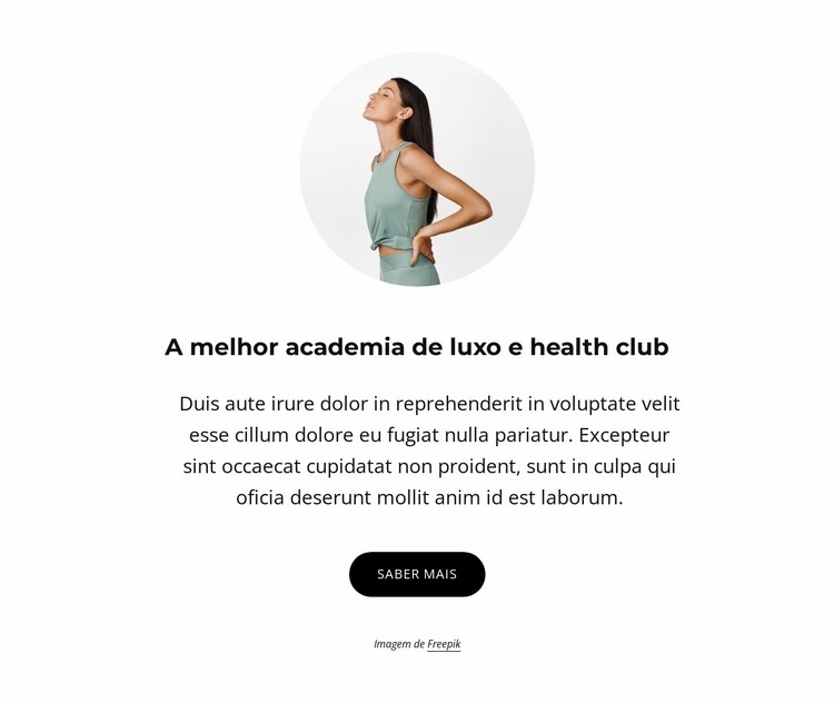 Ginásio de luxo e health club Maquete do site