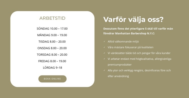 Frisörsalongens öppettider Webbplats mall